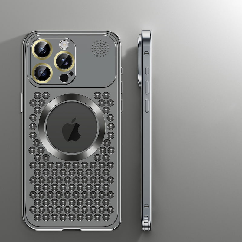 Aromatherapy Spring Loaded Metal Magsafe Aluminum Alloy  Case for iPhone 13 Series--Hollow Design Heat Dissipation