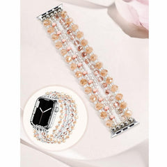 Crystal Pearl & Hematite Elastic Beaded Bracelet Watch Band
