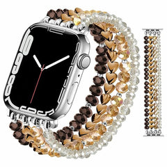 Crystal Pearl & Hematite Elastic Beaded Bracelet Watch Band